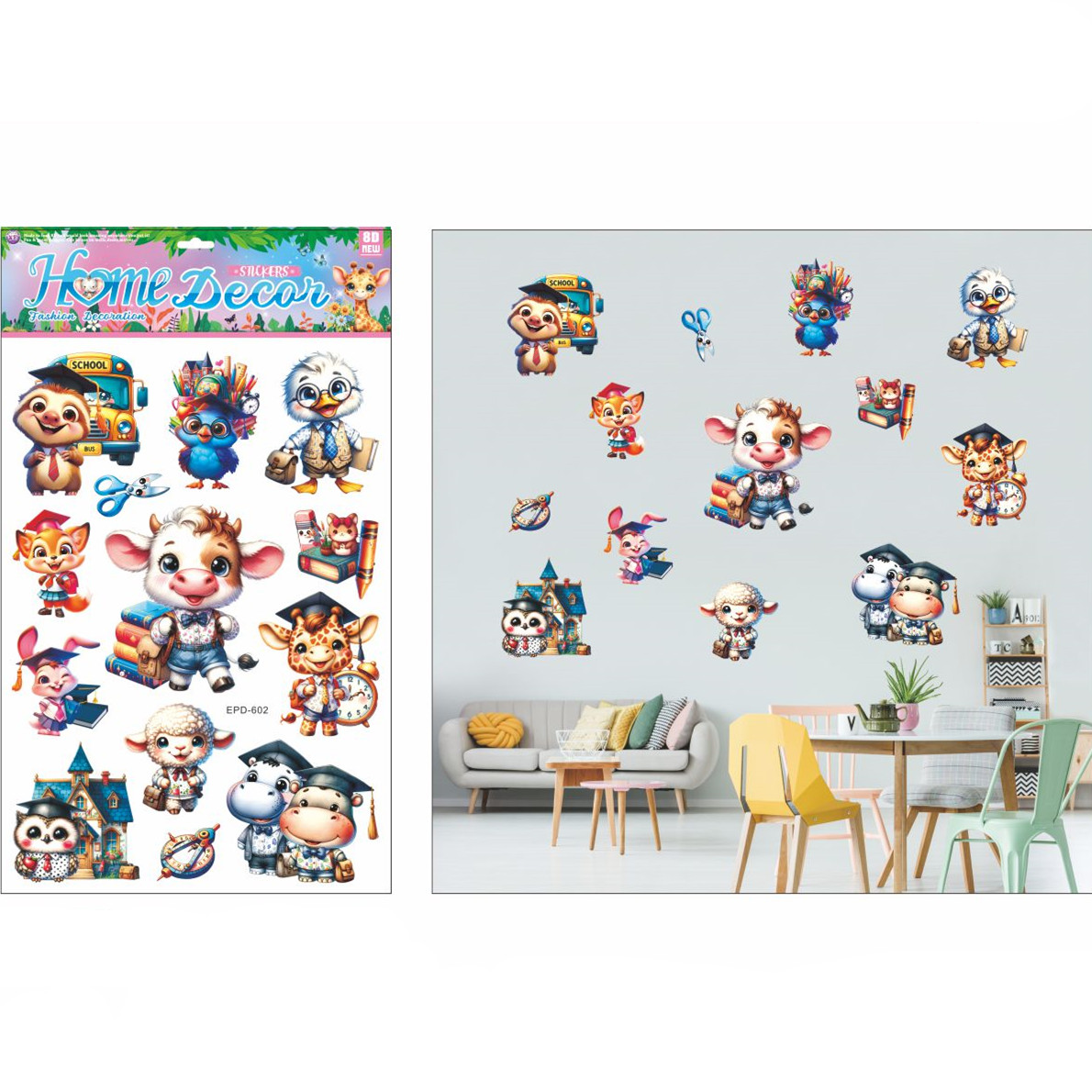 8D cartoon diy stickers, casual stickers, creative cartoon stickers, wall stickers, refrigerator stickers, interior decoration stickers details Picture