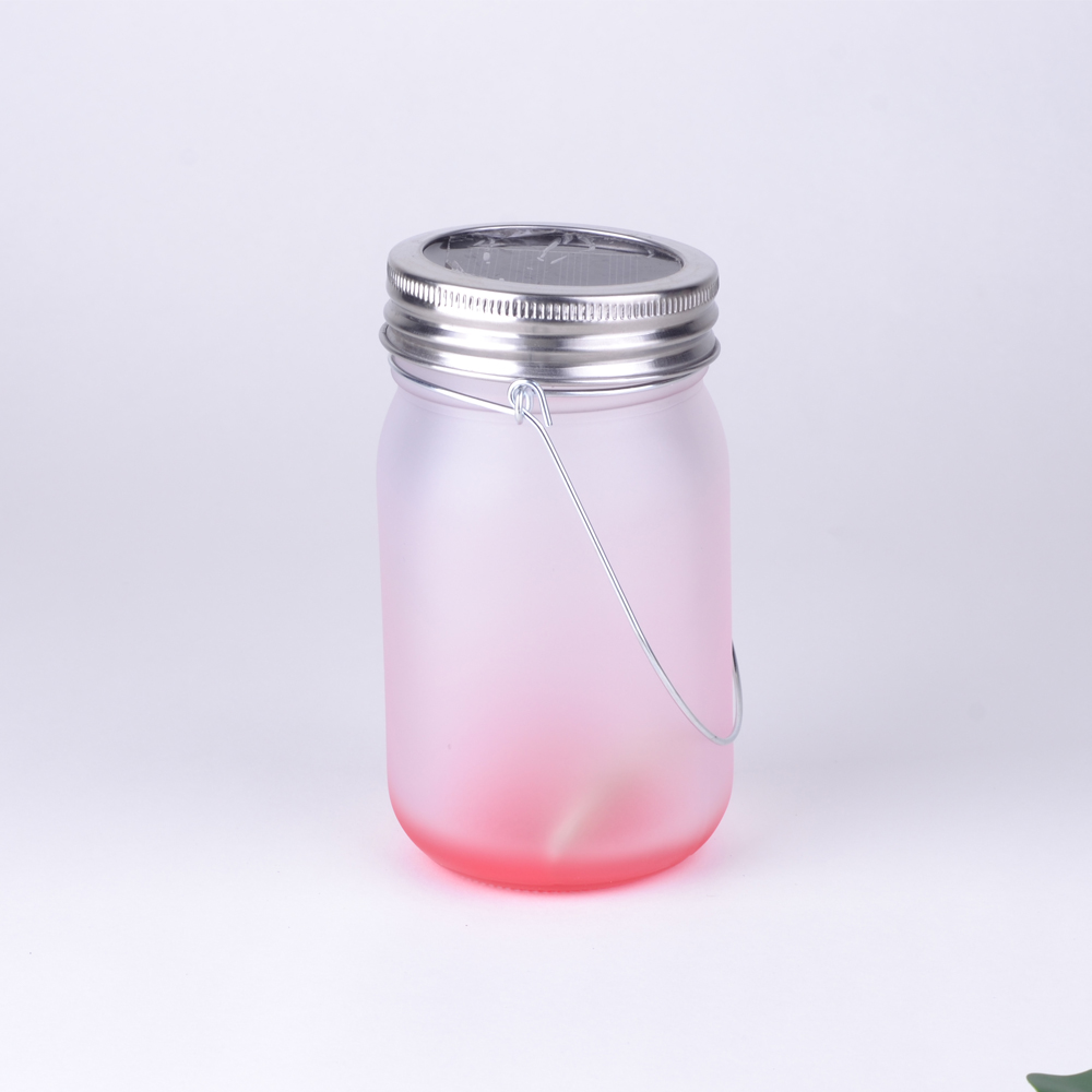 Factory wholesale heat transfer printed glass cups, aluminum LIDS, handles, blank color base coating, DIY gradient color dazzling glass bottles Application Scenario