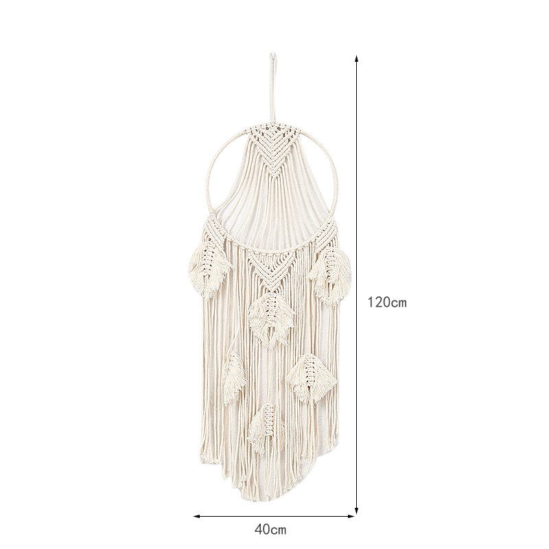 Cross-Border New Hand-Woven Cotton Leaf Tapestry Feather Dreamcatcher Home Decoration Homestays Wall Blanket Wholesale details Picture