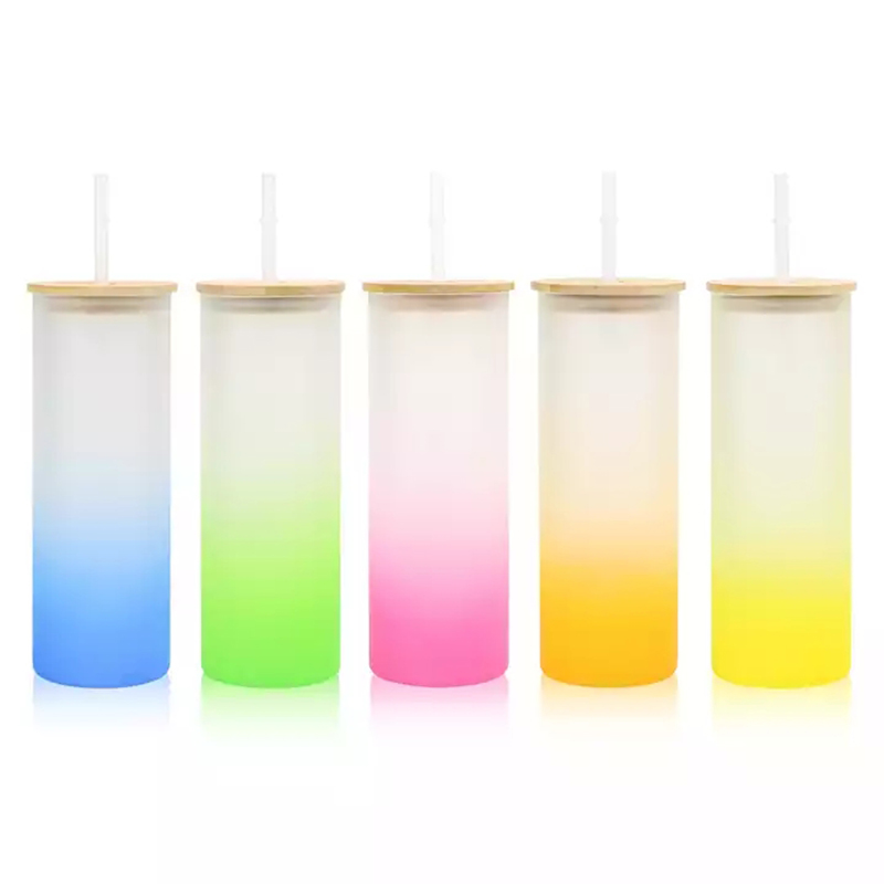 Factory wholesale of ins style bamboo lid frosted glass cups with transparent high appearance level straw cups Application Scenario