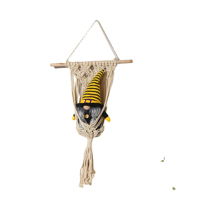 Ins Wind Home Decoration Hand-Woven Tapestry Diy Soft Flower Hanging Basket Wall Hanging Cotton Thread Hand-Woven Flower Basket Specification drawing