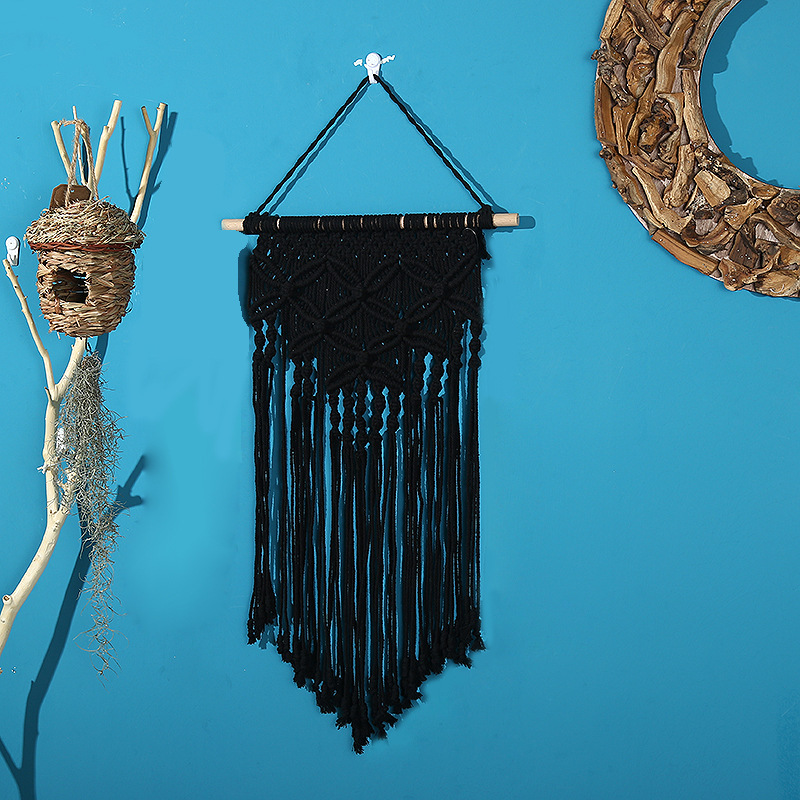 Cross-Border Simple Wind Hand-Woven Triangular Decorative Tapestry Cotton Woven Home Wall Hanging Background Wall Blanket Wholesale