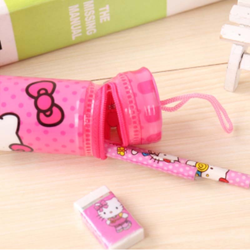 Customized colored pvc pen-shaped pen holders, cartoon pen cases, stationery sets, pen cases, children's pen cases