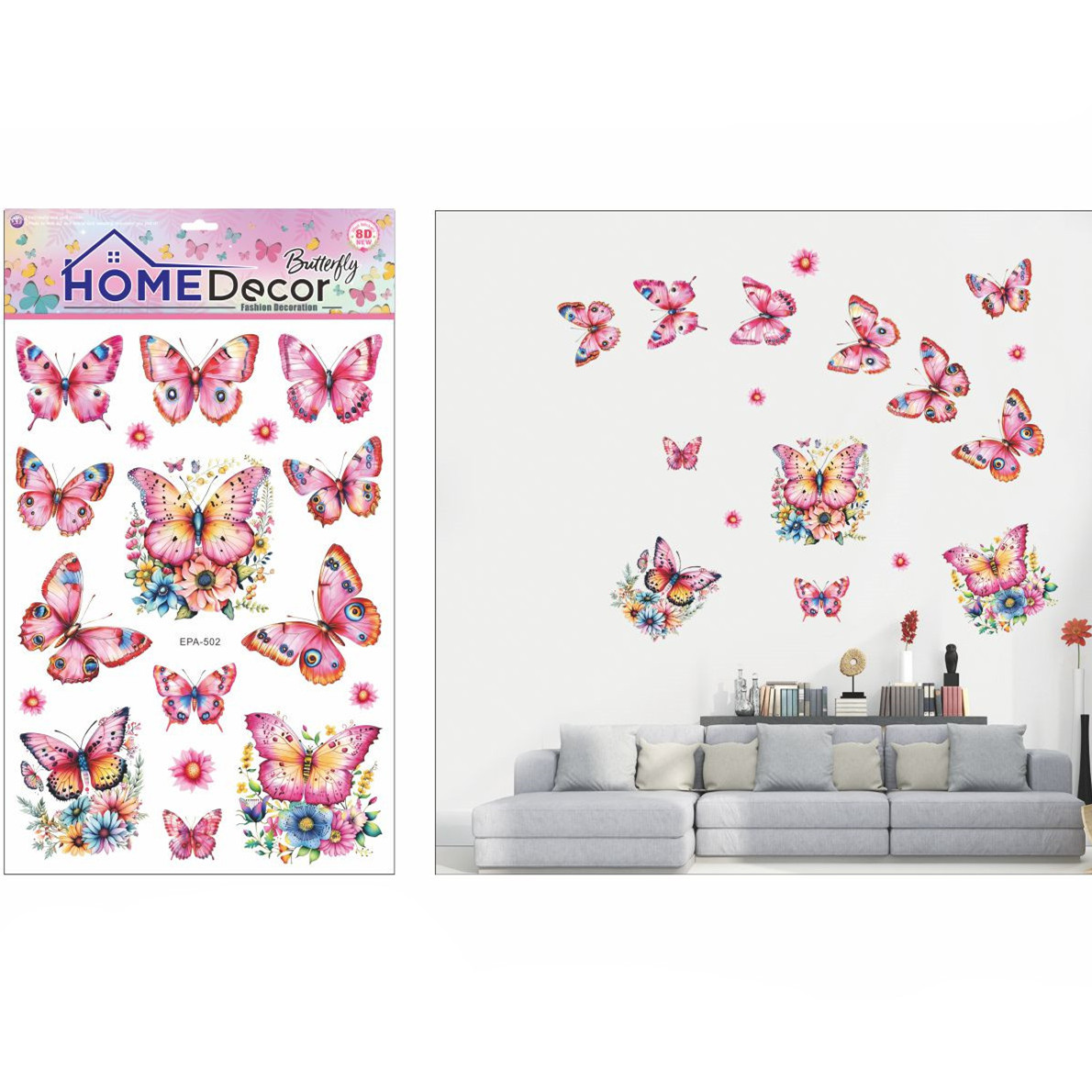 3D butterfly wall stickers, living room decorations, TV and refrigerator stickers, butterfly wall stickers, decorative stickers Specification image