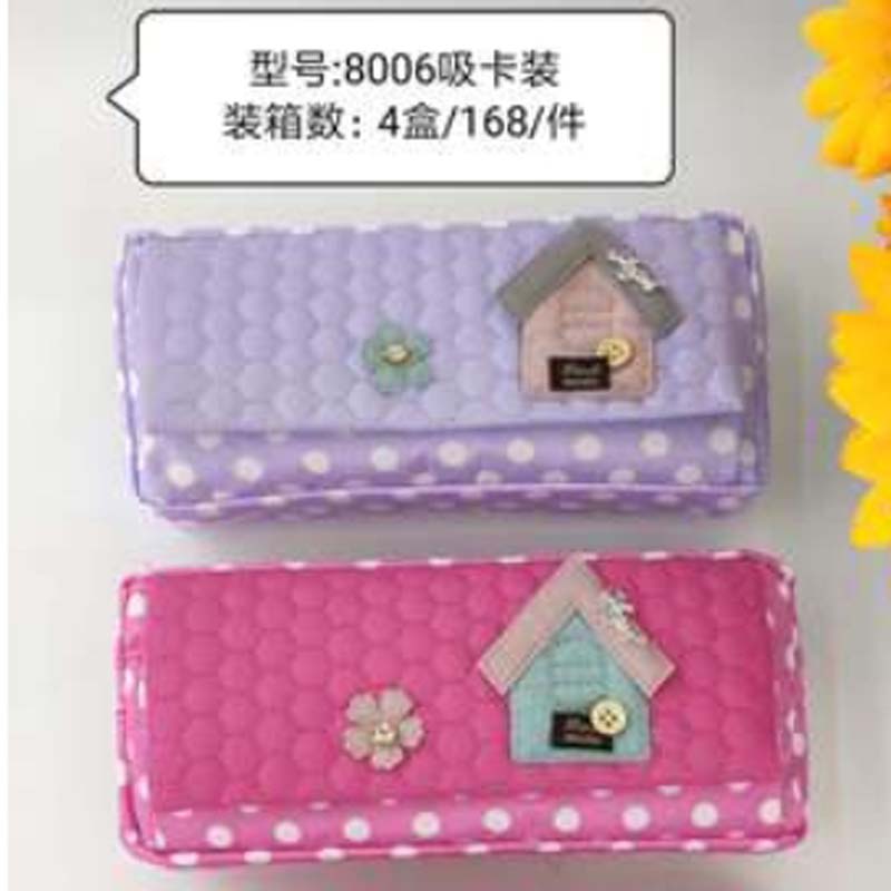 012棉布PU拼接笔袋 女生笔袋大容量笔袋学生多功能多层铅笔袋