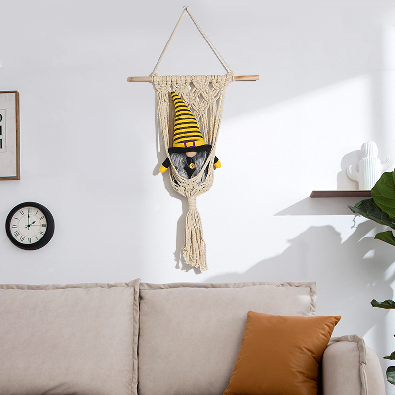 Ins Wind Home Decoration Hand-Woven Tapestry Diy Soft Flower Hanging Basket Wall Hanging Cotton Thread Hand-Woven Flower Basket