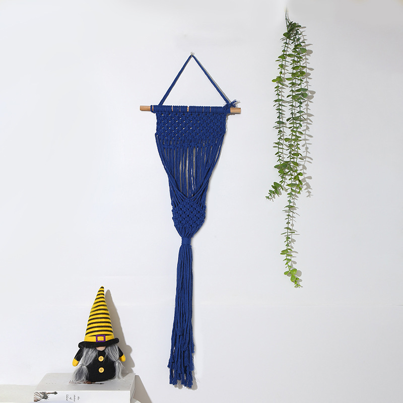 Boho Dried Flower Decoration Tapestry Woven Flowerpot Hanging Pocket Fringe Hanging Background Wall Living Room Headboard Tapestry