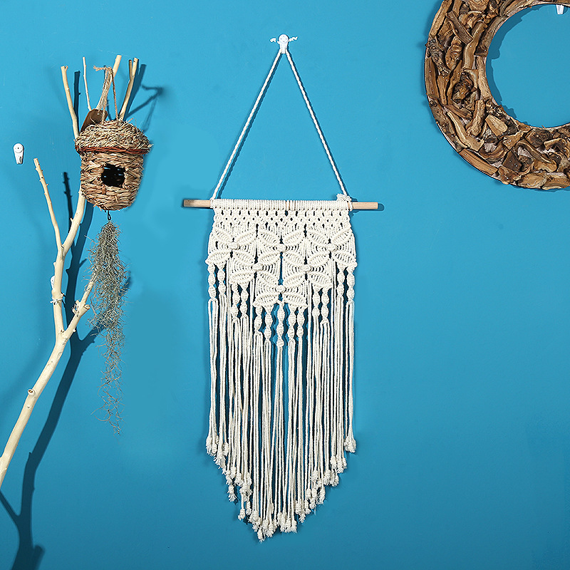 Cross-Border Simple Wind Hand-Woven Triangular Decorative Tapestry Cotton Woven Home Wall Hanging Background Wall Blanket Wholesale Application Scenario