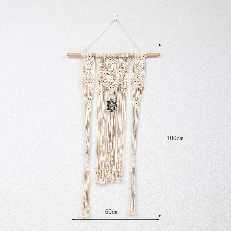 Cross-Border Bohemian Cotton Rope Hand-Woven Tapestry Shelf Decorative Wall Storage Tapestry Tassel Tapestries Item Picture