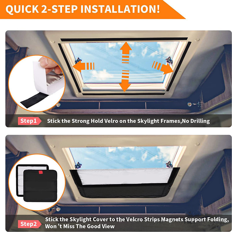 跨境专供反光遮阳挡可折叠房车降温垫铝膜磁吸式房车天窗顶遮光垫详情6