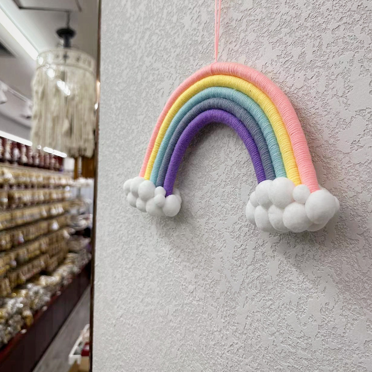 Ins Nordic Style Home Children's Room Decoration Rainbow Pendant Yarn Woven Diy Material Bag Creative Tapestry Wholesale details Picture