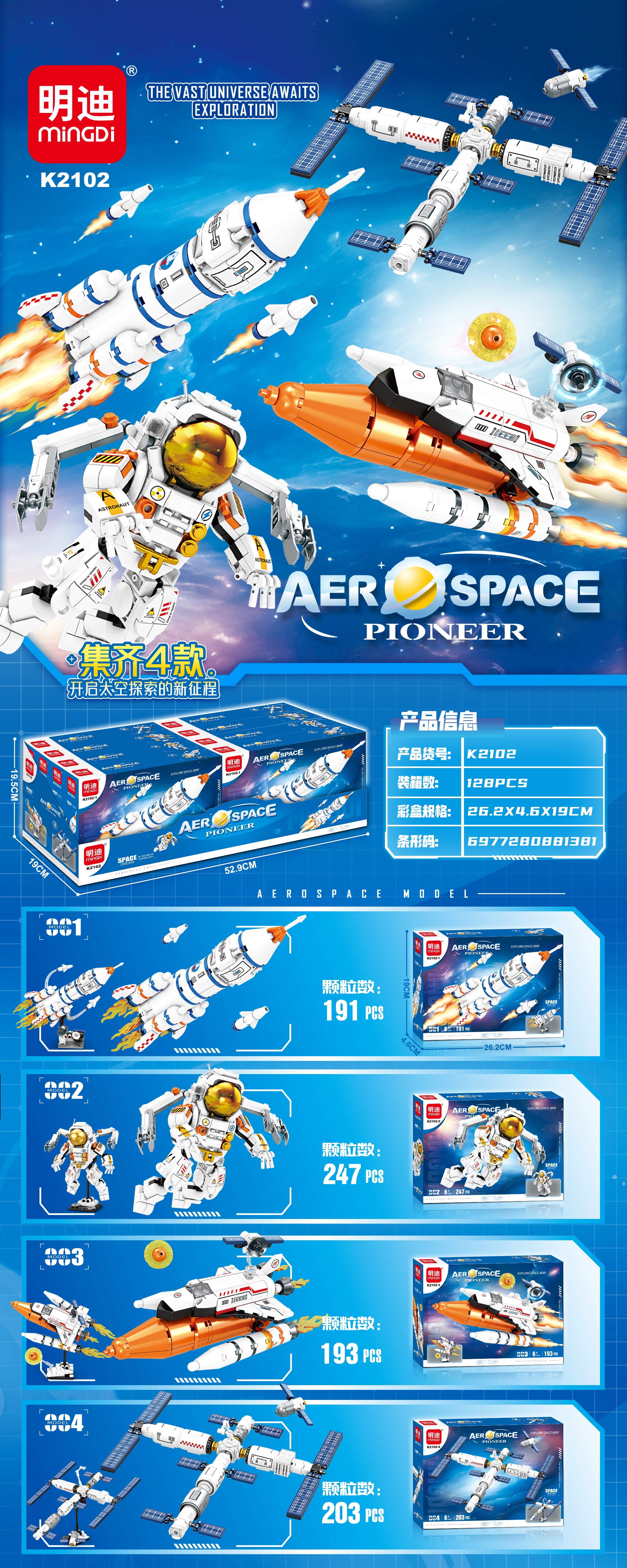 Mindi K2102-1/4 (8 pieces per box) embarks on a new journey of space exploration