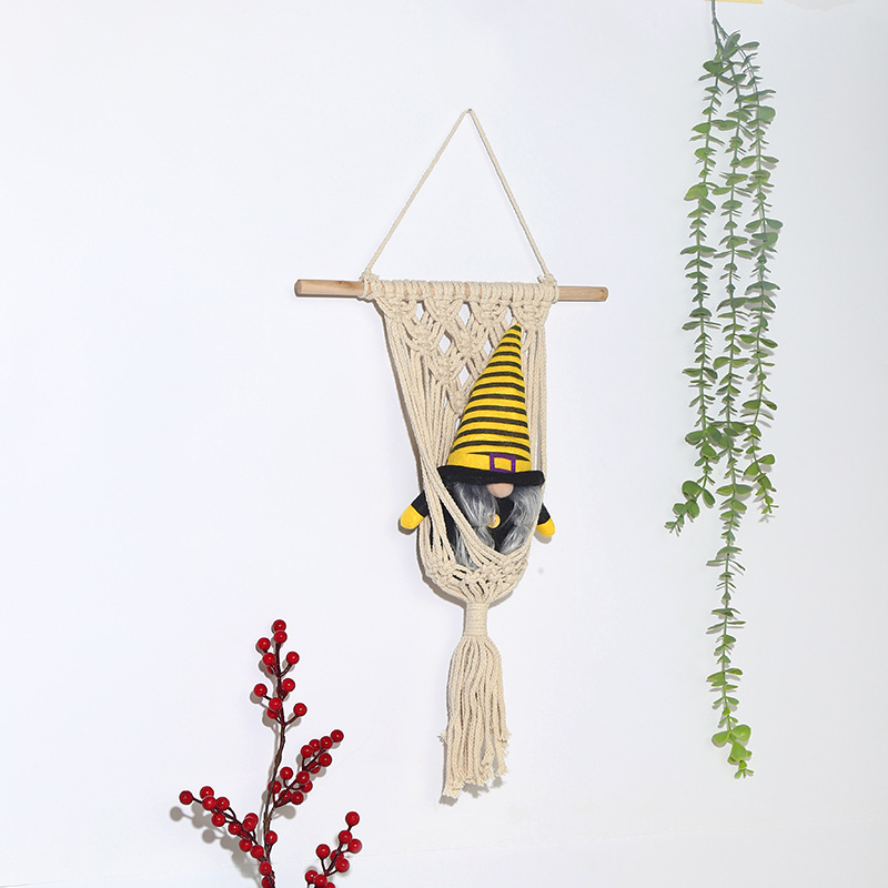 Ins Wind Home Decoration Hand-Woven Tapestry Diy Soft Flower Hanging Basket Wall Hanging Cotton Thread Hand-Woven Flower Basket details Picture