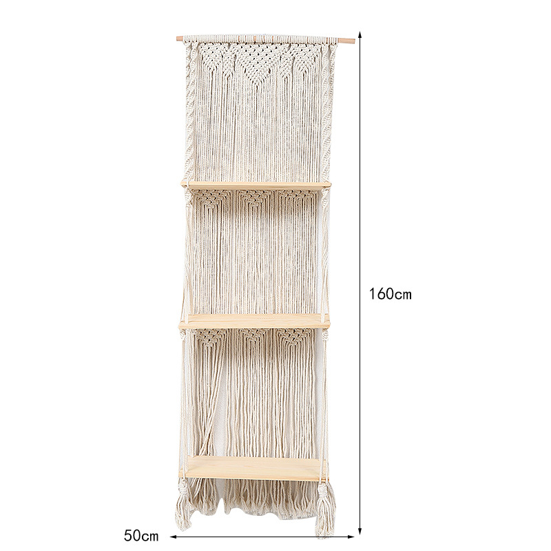 Cross-Border Nordic Handmade Cotton Rope Woven Three-Layer Two-Layer Shelving Preparation Decorative Background Flower Pot Shelf Tapestry In Stock details Picture