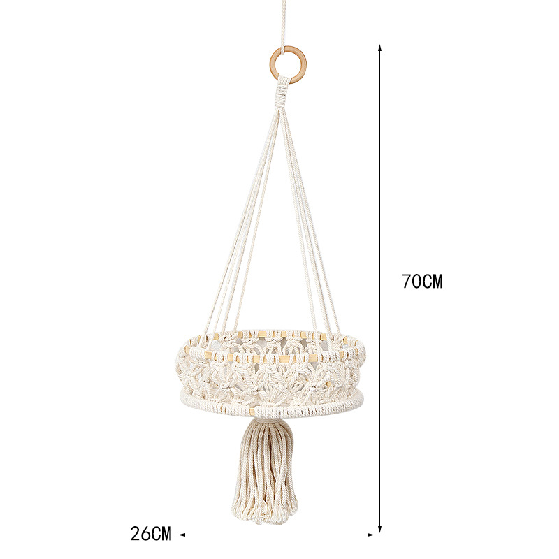 Cross-Border Japanese And Korean Style Hand-Woven Wedding Decoration Hanging Basket Cotton Rope Woven Home Dried Flower Plants Decorative Fruit Hanging Basket Application Scenario