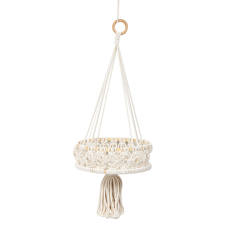 Cross-Border Japanese And Korean Style Hand-Woven Wedding Decoration Hanging Basket Cotton Rope Woven Home Dried Flower Plants Decorative Fruit Hanging Basket Item Picture