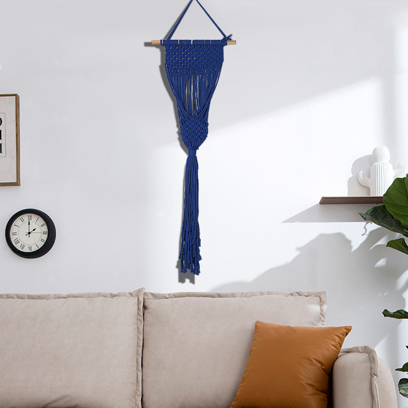 Boho Dried Flower Decoration Tapestry Woven Flowerpot Hanging Pocket Fringe Hanging Background Wall Living Room Headboard Tapestry details Picture
