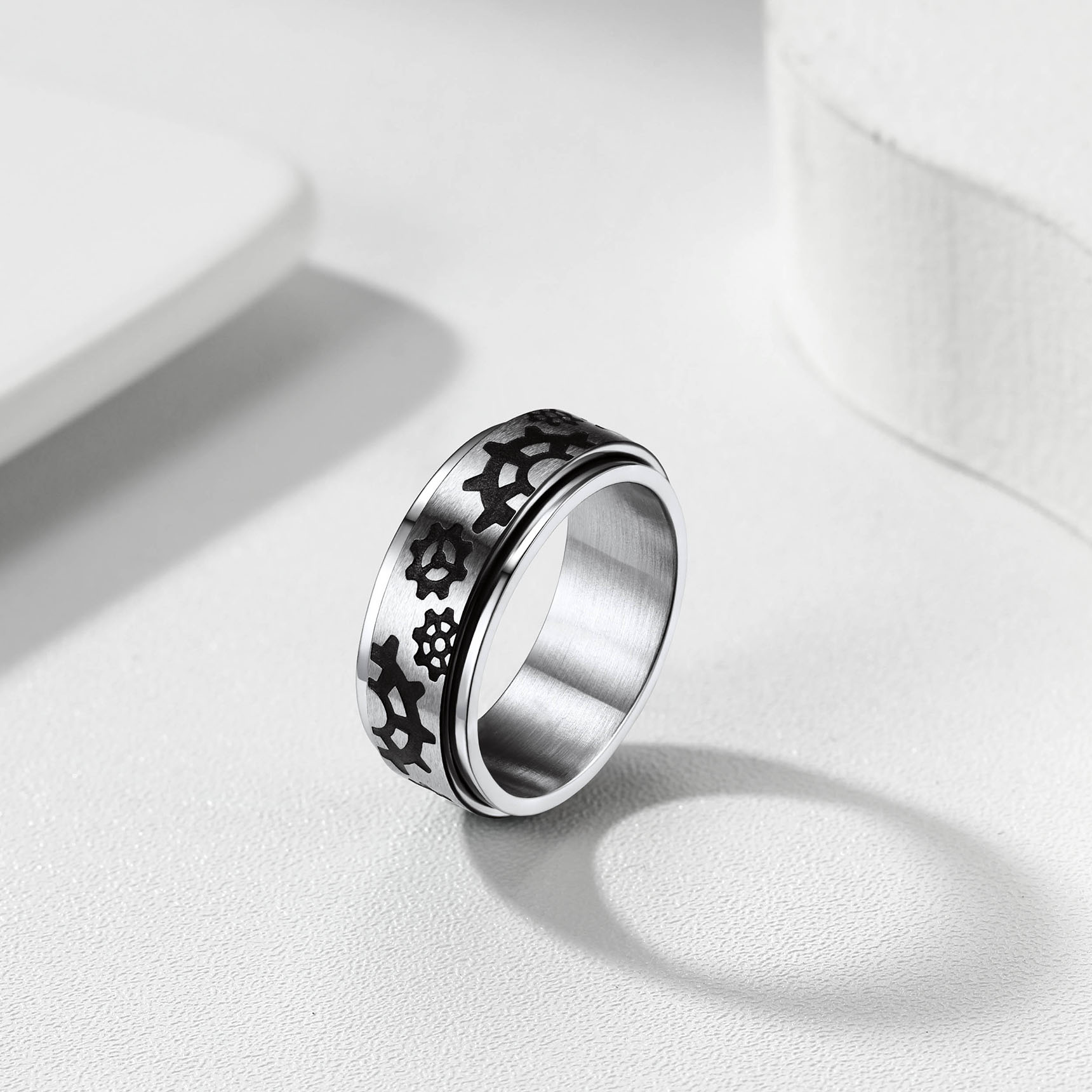 镀银戒托/玉髓玛瑙戒指/莫桑钻/戒指/白铜戒托细节图