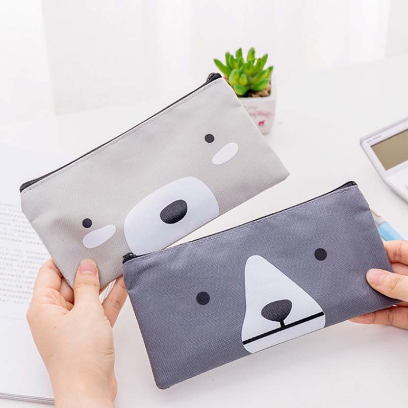 Creative cartoon canvas pen cases, high-quality Oxford cloth simple stationery bags, student stationery lead pen cases factory direct sales