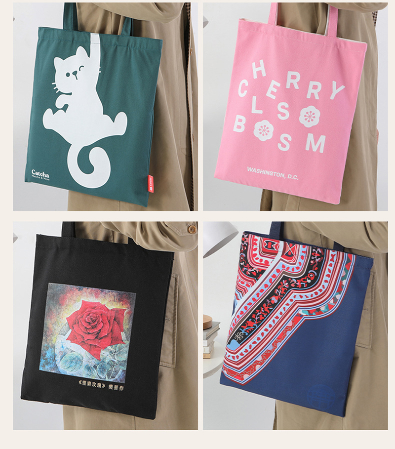 Factory wholesale blank canvas bags, shopping hand-held canvas bags, simple and versatile, advertising customization with logo printing Specification image