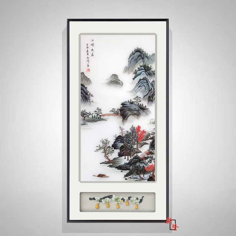 新隆厂家直销来图定制客厅办公室沙发背景现代苏式刺绣挂画成品装饰画大横幅底蕴深厚壁画1
