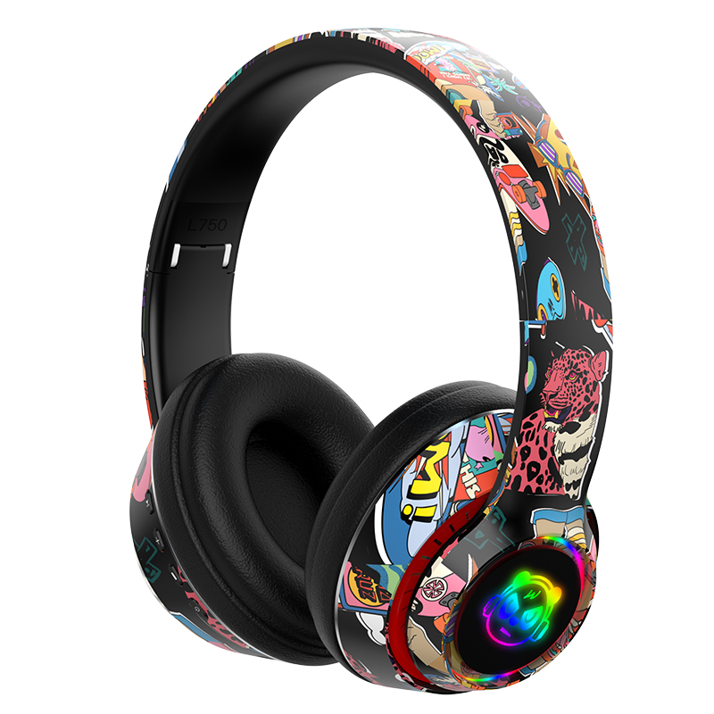 MOYUE无线耳机Wireless headset跨境爆款Graffiti头戴式耳机白底实物图