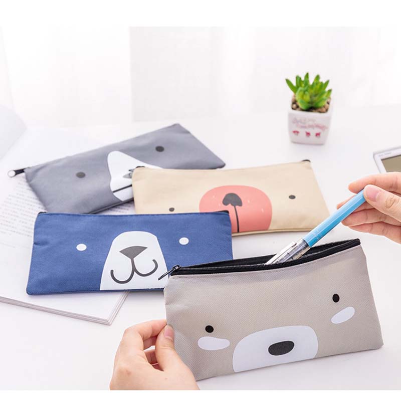 Creative cartoon canvas pen cases, high-quality Oxford cloth simple stationery bags, student stationery pencil cases factory direct sales