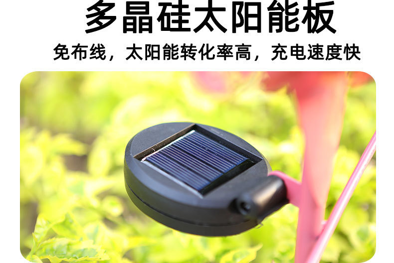 跨境太阳能火烈鸟地插灯铁艺装饰灯LED户外庭院灯花园景区氛围灯详情7