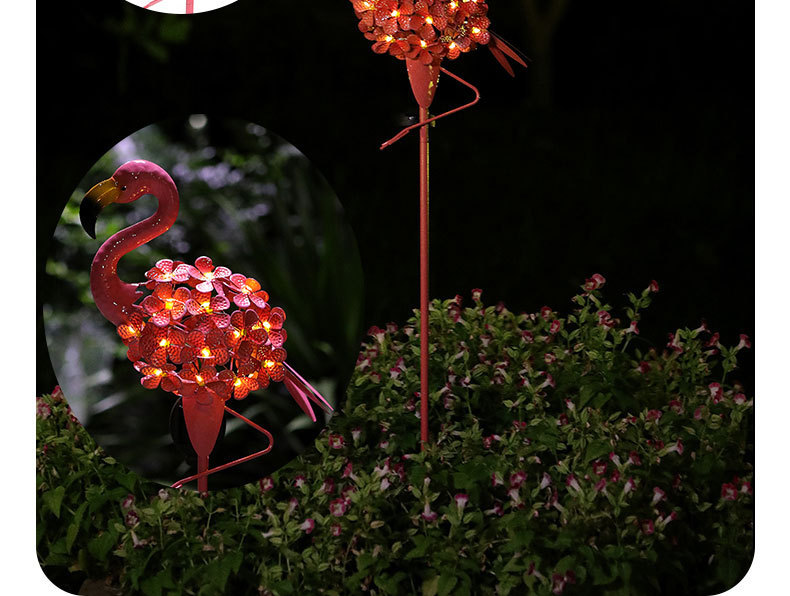 跨境太阳能火烈鸟地插灯铁艺装饰灯LED户外庭院灯花园景区氛围灯详情9