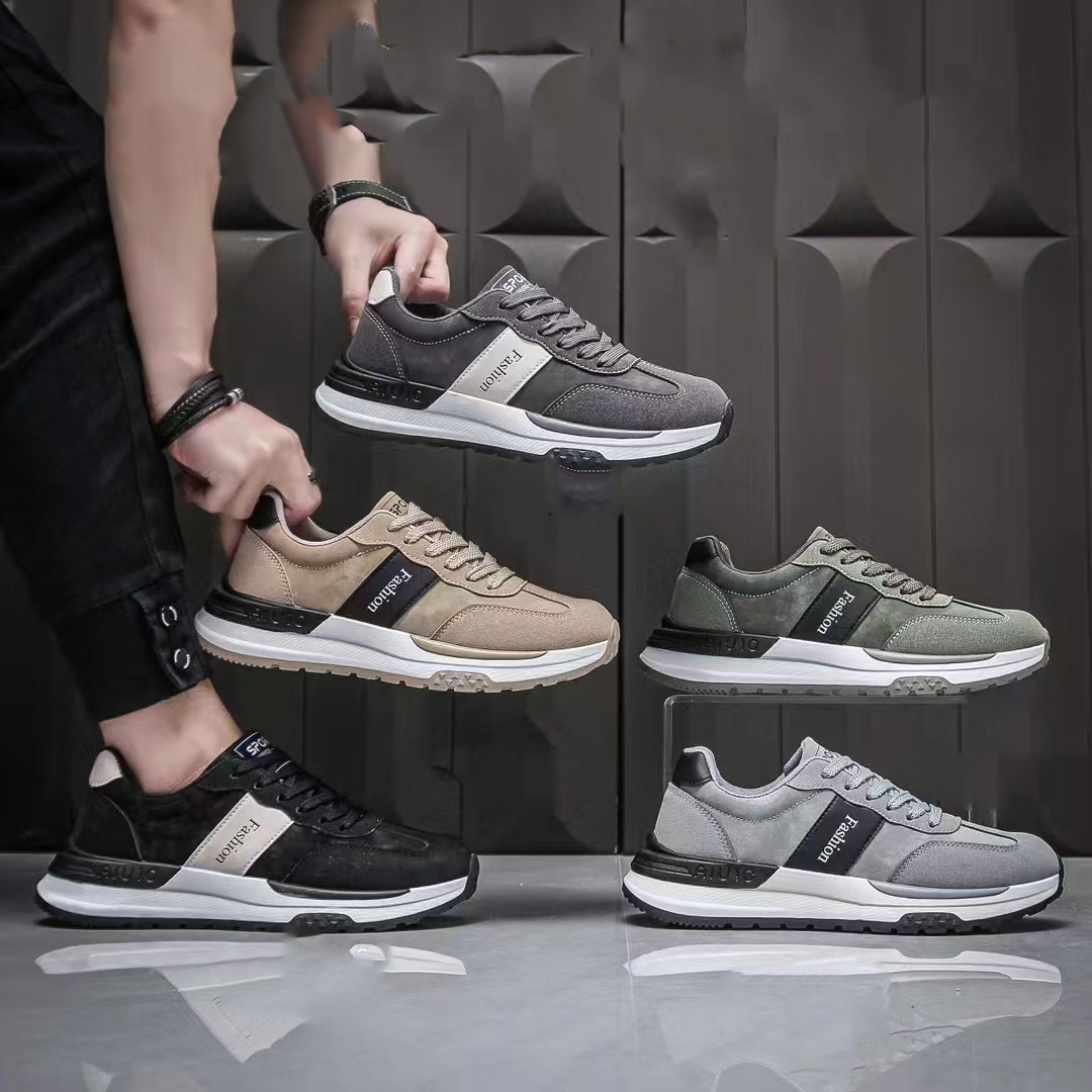 外贸春秋新款时尚休闲板鞋跨境男士潮流浅口低帮单鞋简约运动鞋