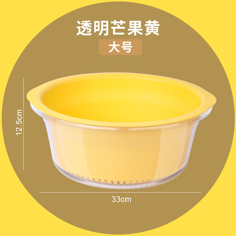 Y206-大号脸盆PET+沥水PP双层洗菜盆家用厨房沥水篮塑料大号滤水洗菜篮透明洗水果蔬菜神器产品图