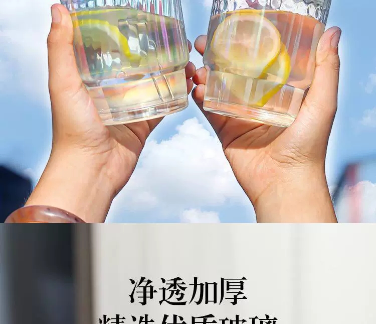 Y204-炫彩蜂窝条纹杯玻璃杯咖啡杯吸管杯办公室喝水杯子随行杯玻璃杯详情图2