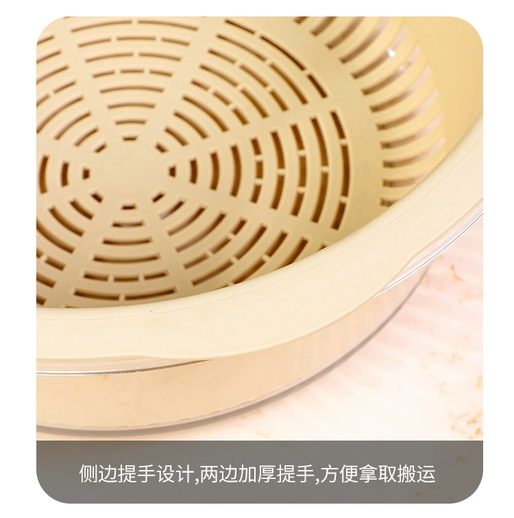 Y206-大号脸盆PET+沥水PP双层洗菜盆家用厨房沥水篮塑料大号滤水洗菜篮透明洗水果蔬菜神器详情图13