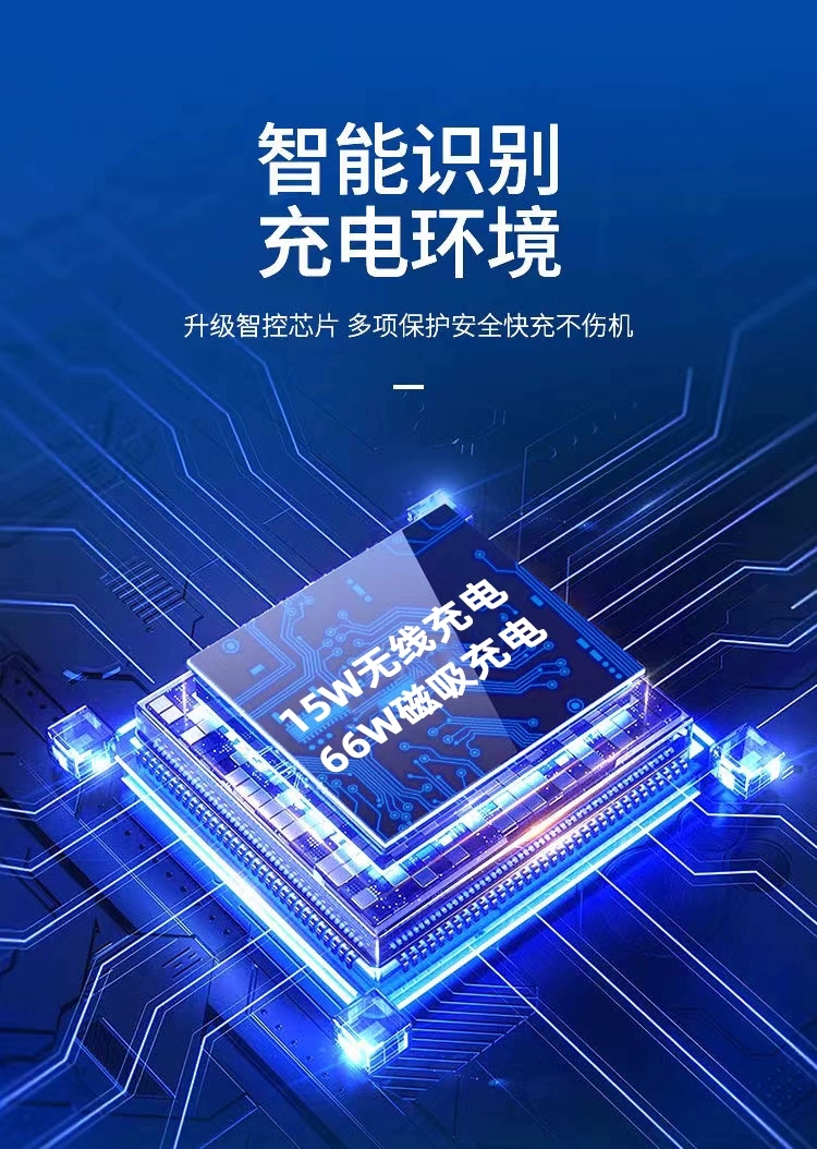 2025升级款66W磁吸快充车载导航支架手机无线充电器内置电池金属夹臂详情4