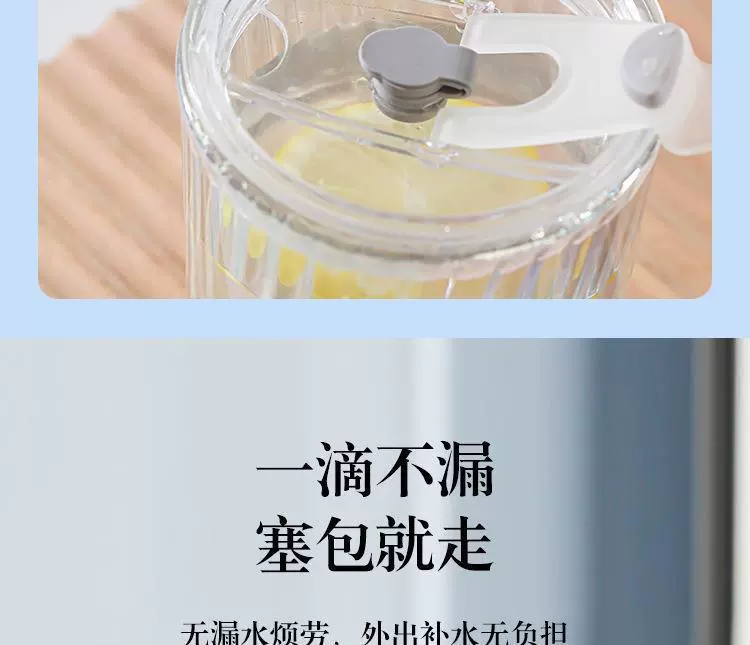 Y204-炫彩蜂窝条纹杯玻璃杯咖啡杯吸管杯办公室喝水杯子随行杯玻璃杯详情图5