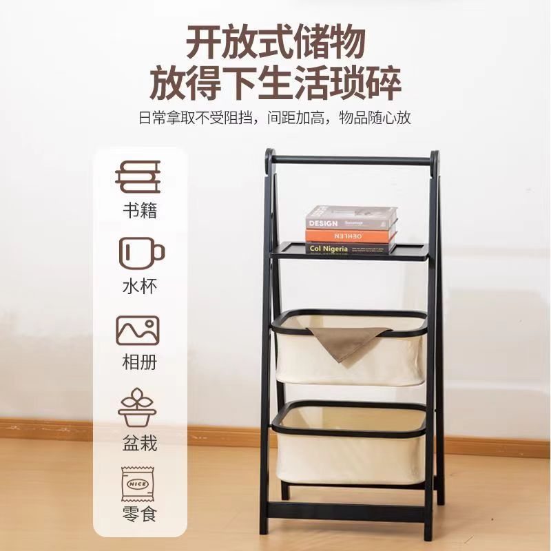 浴室多层竹制脏衣收纳篮可折叠卫生间布袋收纳架落地式脏衣篓详情6