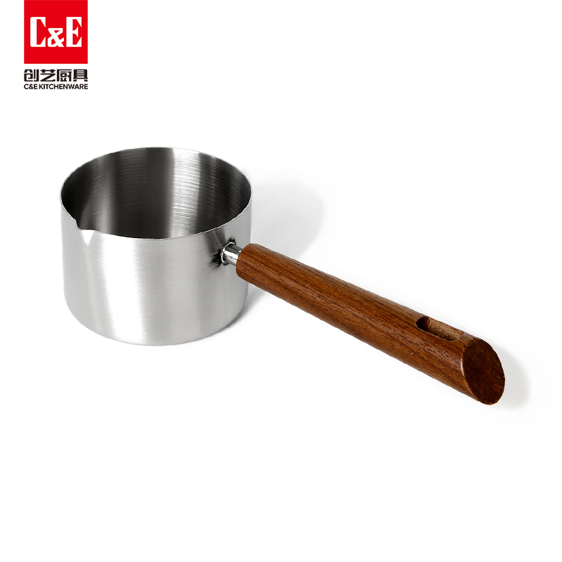 C&E Creative Stainless Steel oil-pouring cup, kitchen hot oil pan, mini oil-pouring pan for stir-frying and heating oil, home use details Picture