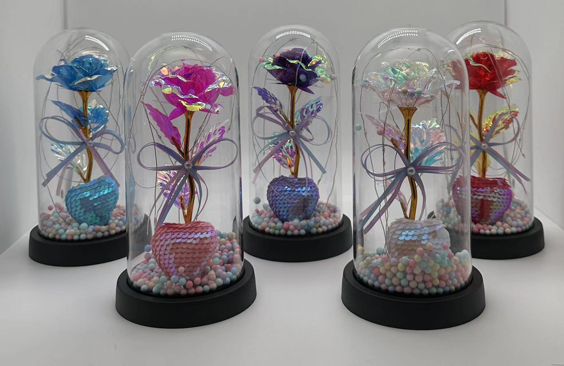 永生花金箔玫瑰花七夕情人节母亲节生日礼物创意摆摊摆件仿真花创意饰品塑料花假花小礼品