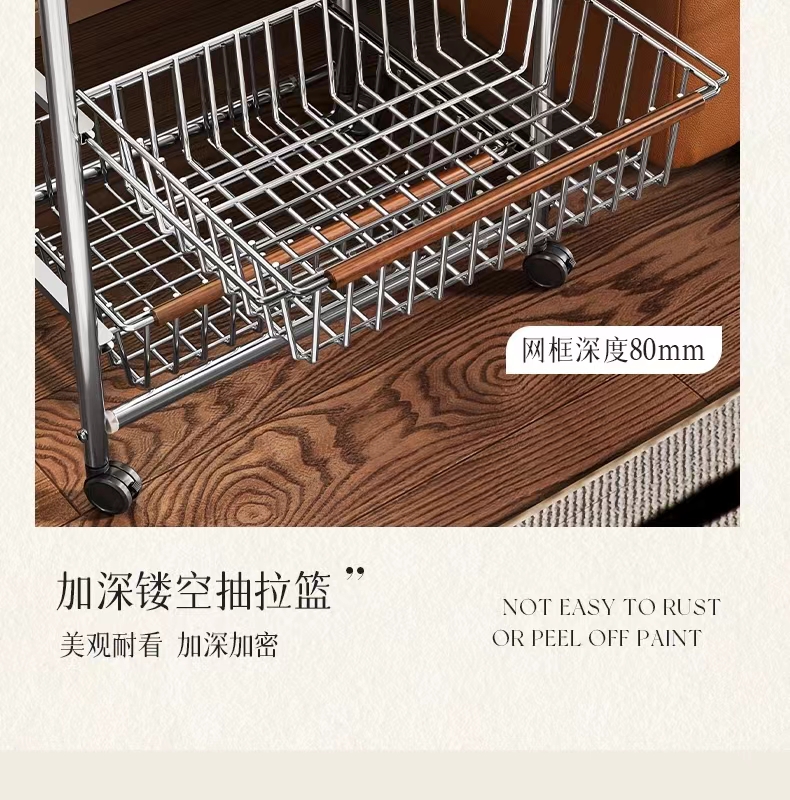 Vintage trolley, living room mobile snack storage rack, home retro kitchen vegetable wall rack, storage rack pic 11