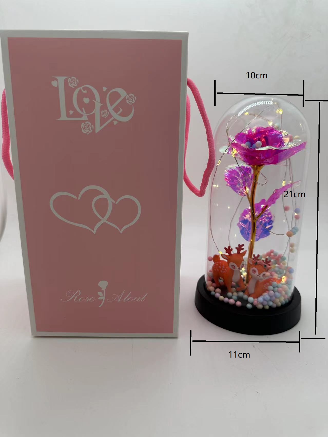 永生花金箔玫瑰花七夕情人节母亲节生日礼物创意摆摊摆件细节图