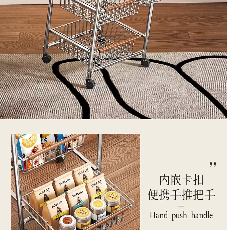 Vintage trolley, living room mobile snack storage rack, home retro kitchen vegetable wall rack, storage rack pic 7