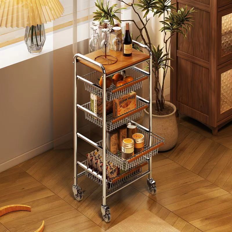 Vintage trolley, living room mobile snack storage rack, home retro kitchen vegetable wall rack, storage rack pic 15