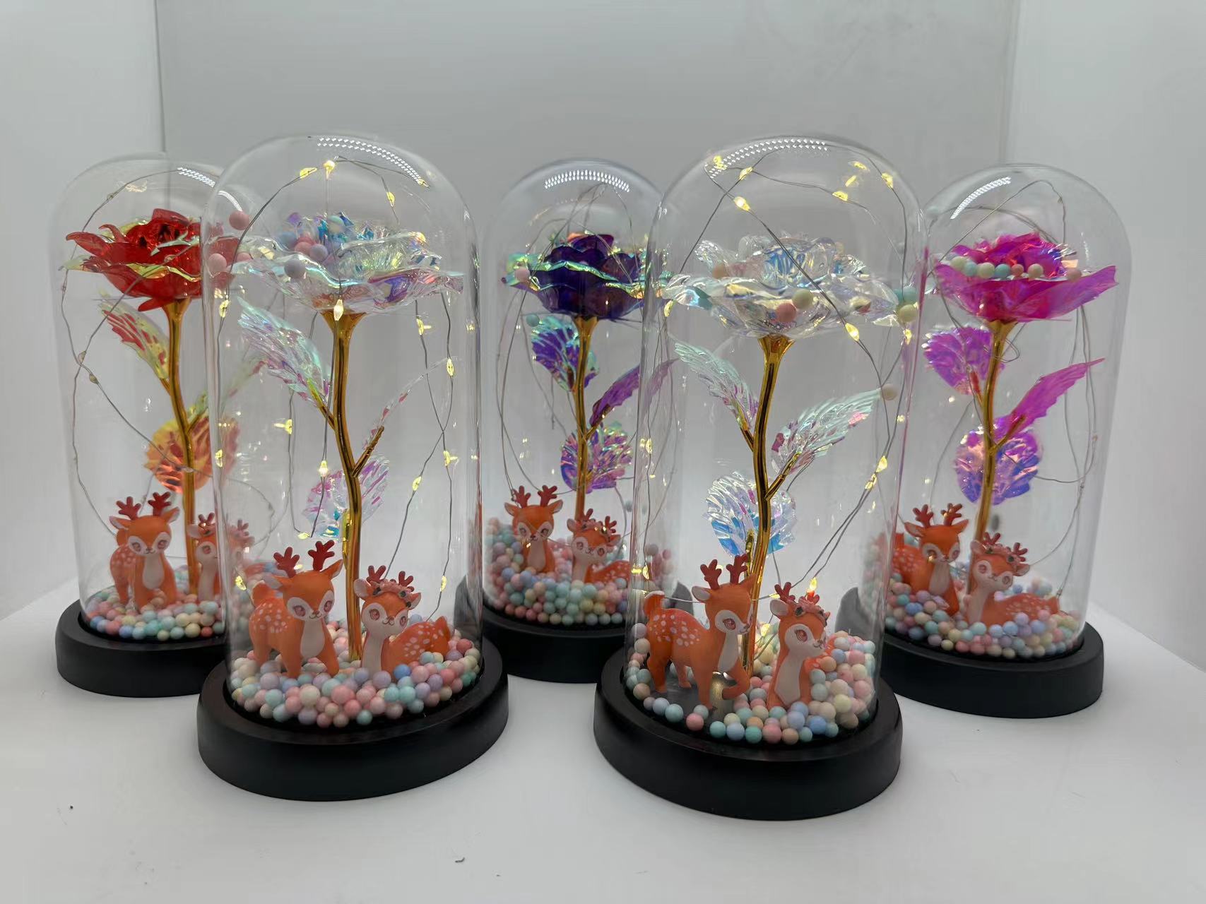 永生花金箔玫瑰花七夕情人节母亲节生日礼物创意摆摊摆件白底实物图