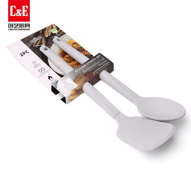 C&E Creative silicone spatulas, spoons, rice spoons, rice steaks, stainless steel food tongs, manual egg beater, can be hung for portable storage in the kitchen and household pic 3