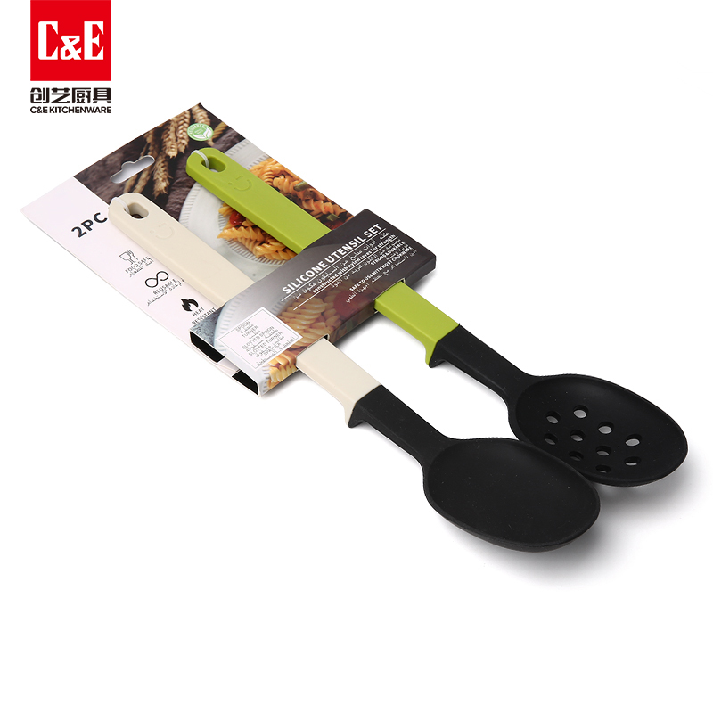 C&E Creative silicone spatulas, spoons, rice spoons, rice steaks, stainless steel food tongs, manual egg beater, can be hung for portable storage in the kitchen and household