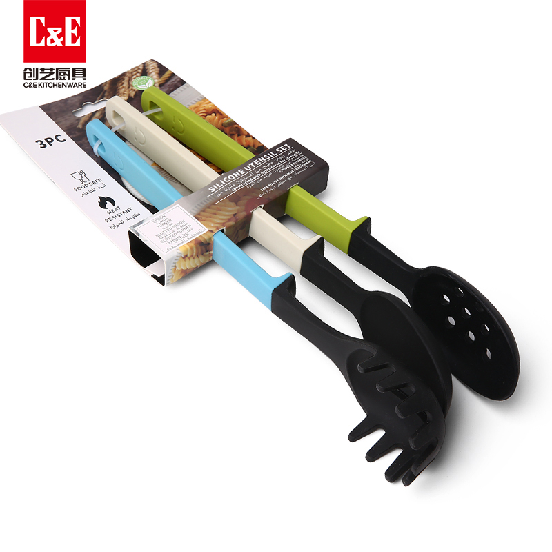 C&E Creative silicone spatulas, spoons, rice spoons, rice steaks, stainless steel food tongs, manual egg beater, can be hung for portable storage in the kitchen and household pic 8