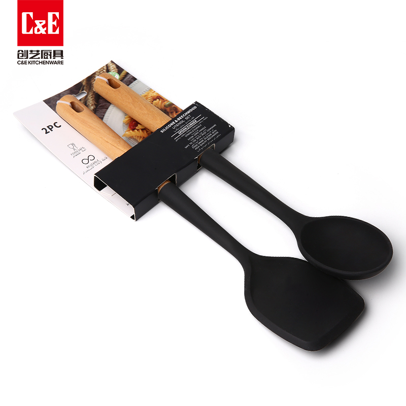 C&E Creative silicone spatulas, spoons, rice spoons, rice steaks, stainless steel food tongs, manual egg beater, can be hung for portable storage in the kitchen and household pic 4