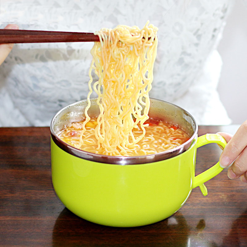 Instant noodle bowl, stainless steel lid, single dormitory student lunch box, portable insulated lunch box for office workers, rice bowl full figure