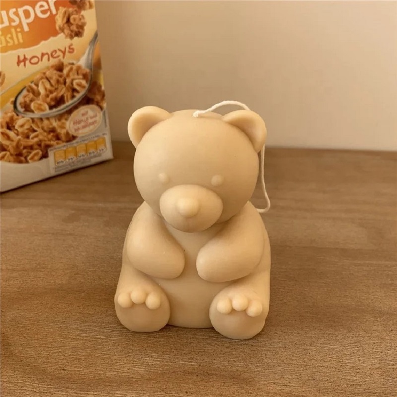 Sitting Bear Scented Soybean Candle, cute home scented handmade trinket, birthday cake, Creative souvenir, scented candle pic 10