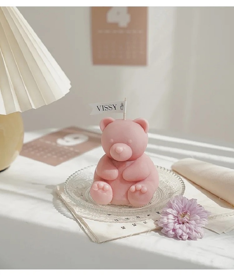 Sitting Bear Scented Soybean Candle, cute home scented handmade trinket, birthday cake, Creative souvenir, scented candle pic 9